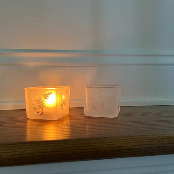 Etched Fern Votive Holders + Tealights - Picture 2 of 5